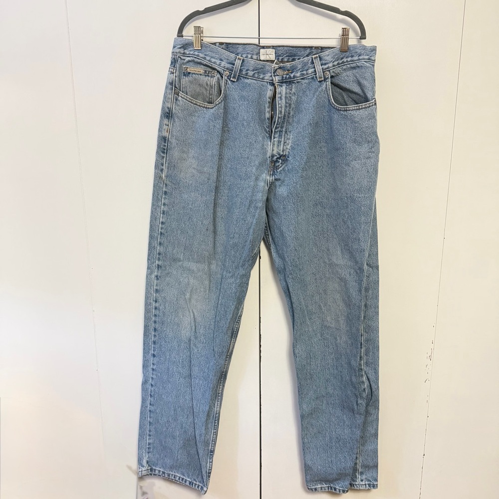 Calvin Klein Vintage Easy Fit Jeans Men’s 38x34 Light Wash Classic Denim